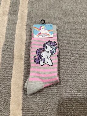 My Little Pony Pink & Gray Striped Unicorn Crew Socks